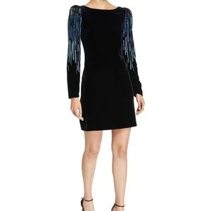 Like New Elie Tahari Chantal Blue Velour Sequined Mini Dress